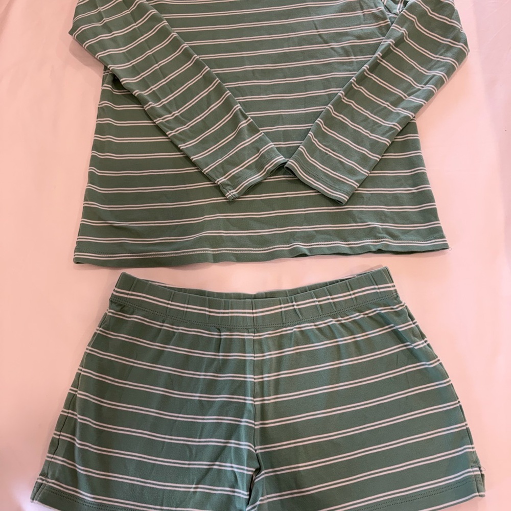 Women's Green Striped Pajama Set